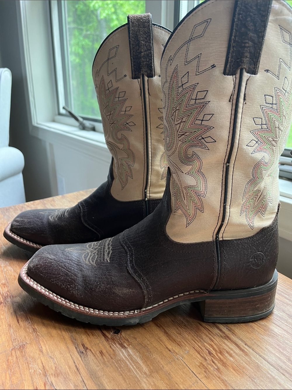 Double H Two-Tone Brown and Cream Western Cowboy Boots